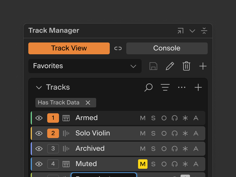 Track Manager in Cakewalk Sonar